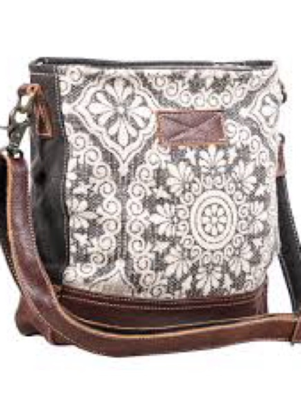 Myra Bag Neutral Medallion Pattern Crossbody Bag - Picture 2 of 8